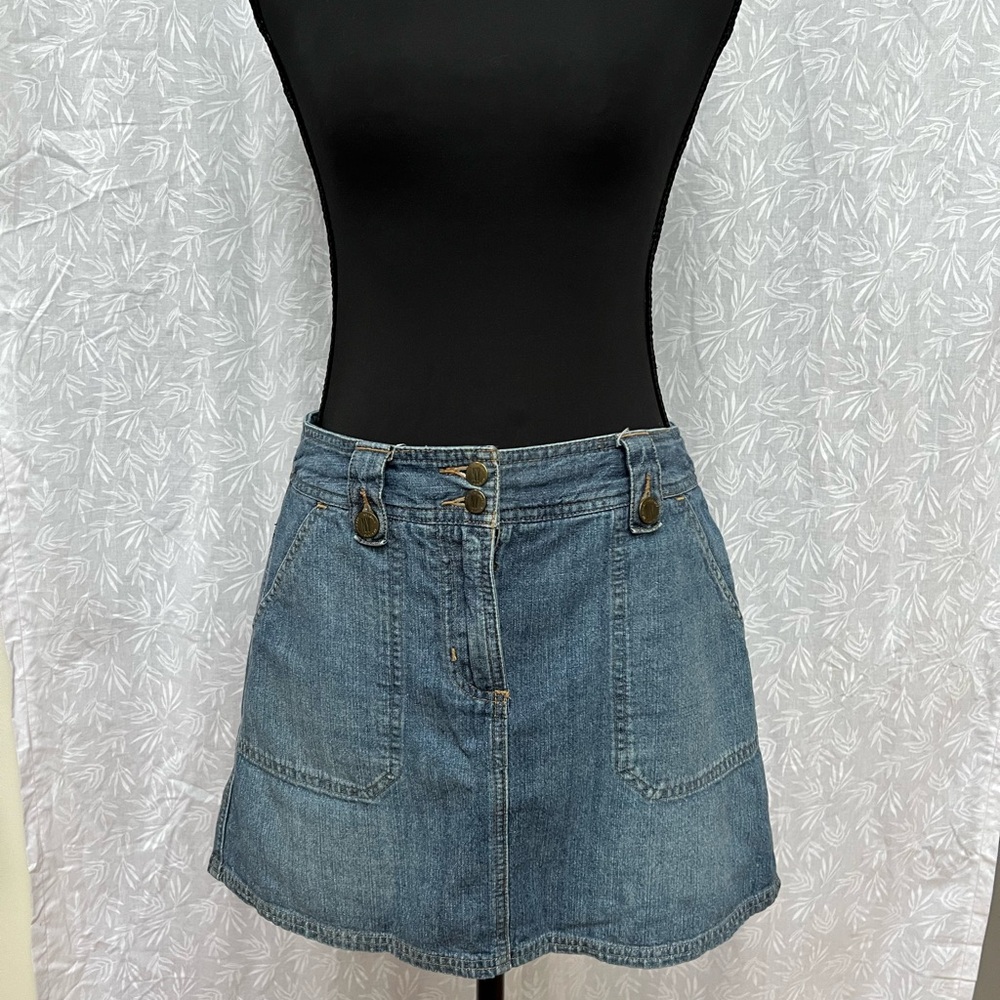 New York & Company Retro Y2K Blue Skater Mini Skirt With Shorts Women’s Size 2